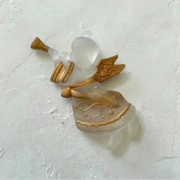 Vintage Christmas Ornament Frosted Clear Glass Gold Lot of 6 RARE - Picture 6 of 12